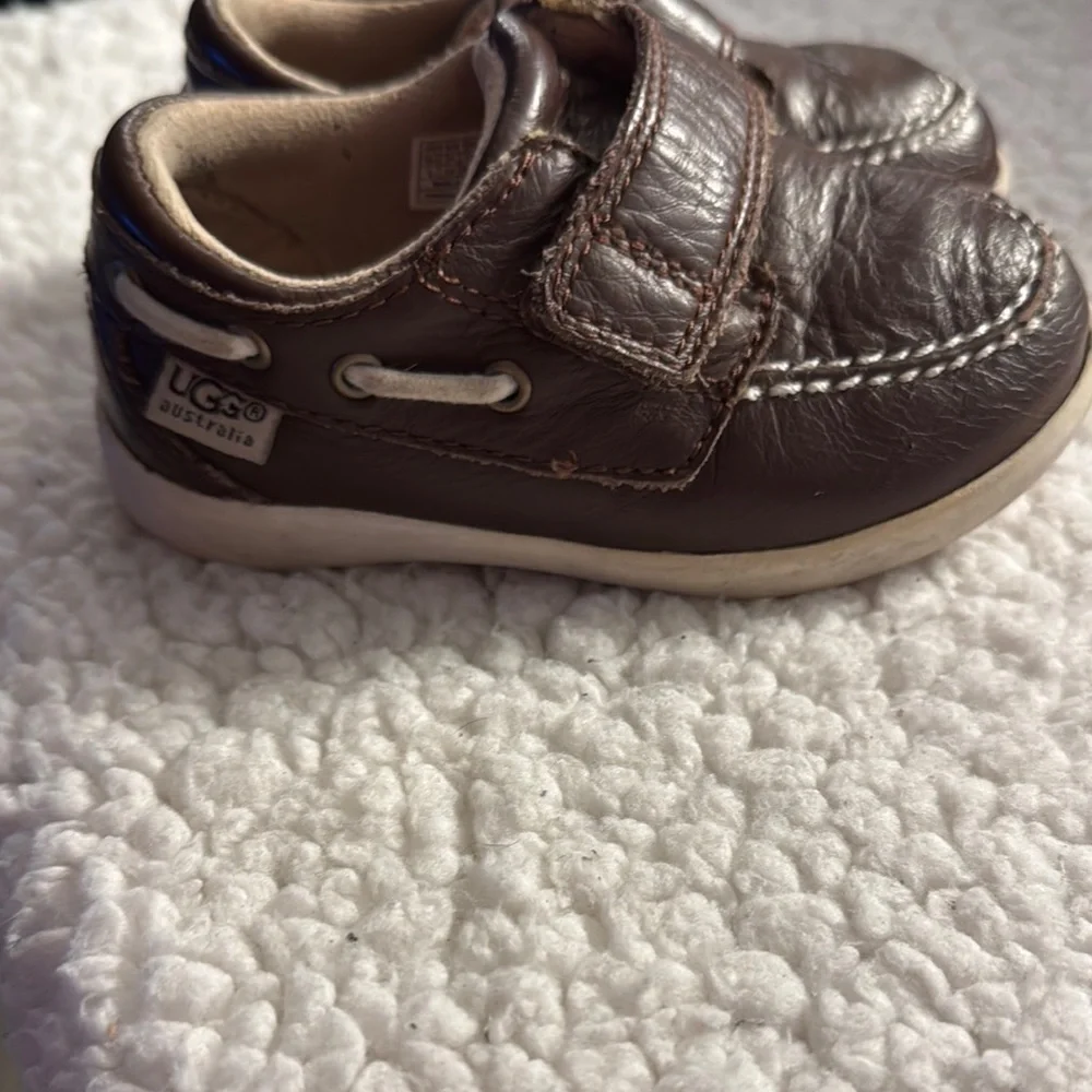 UGG Brown Moccasin Baby Shoes with Velcro Closure